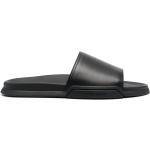 Sandalias negras de goma de cuero rebajadas con logo Armani Giorgio Armani para hombre 
