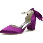 Zapatos lila de perlas de novia con hebilla informales talla 38 para mujer 