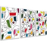 Cuadros Decoración con Marco, Trípticos Decorativos | Caras, Abstracto, Picasso | 3 piezas 150x70cm - Dekoarte