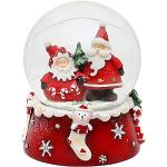 Dekohelden24 501065-WM Bola de Nieve de dúo de Papá Noel, Color Rojo y Blanco, Dimensiones (Alto x Ancho x diámetro) de la Bola: Aprox. 8,5 x 7 cm x 6,5 cm