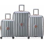 Set de maletas plateado de policarbonato rebajadas con ruedas 