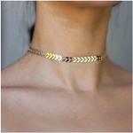 Dervivea Boho Fishbone Necklace Choker Chain Gold