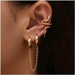 Ear cuffs doradas de oro serpiente para mujer 