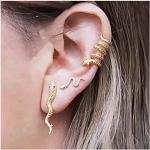 Piercings dorados de oro para oreja serpiente para mujer 