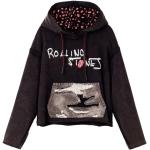 Sudaderas negras de poliester con capucha rebajadas Rolling Stones desgastado Desigual talla M para mujer 