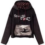 Sudaderas negras de poliester con capucha rebajadas Rolling Stones desgastado Desigual talla XL para mujer 