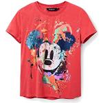 Camisetas rojas de manga corta rebajadas La casa de Mickey Mouse Mickey Mouse manga corta con cuello redondo Desigual talla S para mujer 
