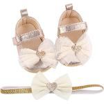 Diadema Bowknot Infant Prewalker Girls Toddler Soft Baby Shoes Princess Baby Shoes Zapatos Niño (Gold, 0-6Months)