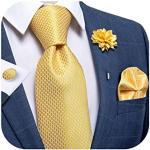 Corbatas amarillas de seda de seda para San Valentín formales Talla Única para hombre 