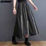 Faldas negras de poliester de lino  tallas grandes informales para mujer 