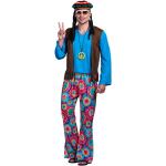 Disfraces azules de poliester de Halloween hippie floreados talla XL para mujer 