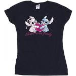 Disney Camiseta de algodón con corazón de Lilo y Stitch Ohana para mujer/señoras