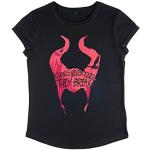 Disney Maleficent Mistress of Evil Cursed Women's Organic Rolld Sleeve T-Shirt Camiseta, Negro, XL para Mujer