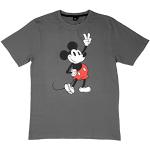 Camisetas deportivas grises de algodón Disney Mickey Mouse manga corta con cuello redondo transpirables United Labels talla M para hombre 
