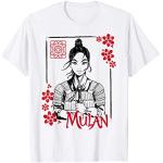 Disney Mulan Live Action Mulan Floral Ink Portrait Camiseta