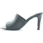 Sandalias negras de goma de cuero de punta cuadrada DKNY talla 38,5 para mujer 