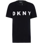 Camisetas negras de algodón de manga corta manga corta con cuello redondo de punto DKNY talla XS para mujer 