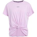 Camisetas lila de algodón de manga corta manga corta con cuello redondo de punto DKNY talla XS para mujer 