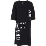 Vestidos negros de algodón de manga corta rebajados manga corta con logo DKNY talla M para mujer 