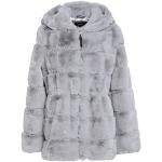 Abrigos grises de poliester con capucha  rebajados manga larga DKNY talla L para mujer 