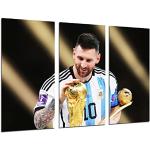 DKORARTE Cuadro Moderno Fotografico Fútbol, Selección Argentina, Campeón del mundo, Lionel Messi, Balón oro, 97 x 62 cm, ref. 27402