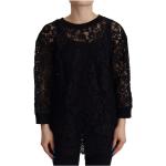 Blusas negras de algodón de manga larga rebajadas manga larga de encaje Dolce & Gabbana talla S para mujer 
