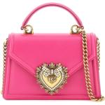 Bolsos al hombro de piel rosas de cuero rebajados vintage con logo Dolce & Gabbana con perlas para mujer 