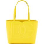 Tote bags amarillas de cuero rebajadas con logo Dolce & Gabbana para mujer 