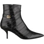 Botines negros de cuero de tacón rebajados con tacón de aguja con logo Dolce & Gabbana talla 37 para mujer 