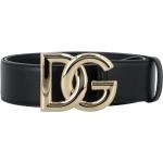 Cinturones negros de piel con hebilla  largo 75 con logo Dolce & Gabbana talla XL para mujer 