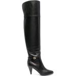 Botas altas negras de cuero rebajadas de punta redonda con logo Dolce & Gabbana talla 38 para mujer 