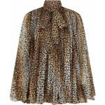 Vestidos estampados beige de seda rebajados mini con cuello alto leopardo Dolce & Gabbana con lazo para mujer 