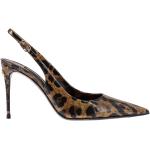 Zapatos destalonados marrones de cuero rebajados con tacón de aguja Dolce & Gabbana talla 37 para mujer 