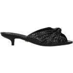 Sandalias negras de piel de tacón rebajadas Dolce & Gabbana talla 35,5 para mujer 