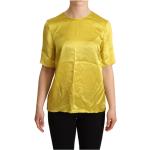 Blusas amarillas de seda de seda  rebajadas manga corta con cuello redondo Dolce & Gabbana talla M para mujer 