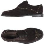 Zapatos marrones de ante con puntera redonda rebajados formales Dolce & Gabbana con tachuelas talla 40,5 para hombre 