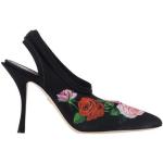 Zapatos negros de cuero de tacón floreados Dolce & Gabbana con motivo de flores talla 36 para mujer 
