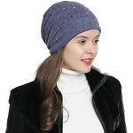 Gorros azules de invierno de punto DonDon con lentejuelas Talla Única para mujer 
