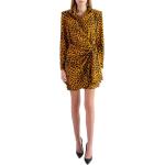 Vestidos estampados marrones rebajados con escote cruzado leopardo talla M para mujer 