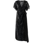 Vestidos kimono negros de poliester rebajados con escote V con lentejuelas talla XL para mujer 