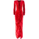 Vestidos largos rojos de terciopelo rebajados maxi con escote V acolchados talla M para mujer 