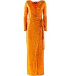 Vestidos naranja de fiesta rebajados maxi con escote V con lentejuelas talla XL para mujer 