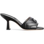 Sandalias negras de cuero de cuero con tacón de 7 a 9cm con logo Gucci talla 40,5 para mujer 