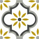 DRAEGER PARIS 1886 – Azulejos adhesivos de pared – Ideal para cocina y baño – Lote de 6 cuadrados adhesivos de diseño floral, ocre y gris 15 x 15 cm