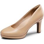 Zapatos beige con plataforma de punta redonda con tacón de 7 a 9cm formales acolchados Dream Pairs talla 36 para mujer 