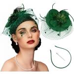 Tocados verdes de tela hechos a mano vintage floreados Talla Única para mujer 