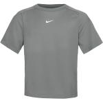 Tops deportivos grises de poliester manga corta transpirables de punto Nike Dri-Fit talla L para mujer 