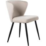 DRW Set de 2 sillas de Poliester y Metal en Negro y Beige 56x57x77 cm