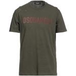 Camisetas verde militar de algodón de manga corta rebajadas manga corta con cuello redondo militares con logo Dsquared2 talla XS para hombre 