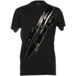 Camisetas negras de poliester de manga corta manga corta con cuello redondo lavable a mano de punto Dsquared2 con lentejuelas talla XS para hombre 
